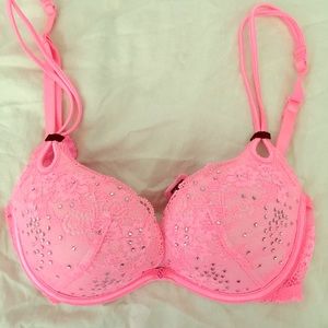Pink bejeweled bra