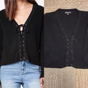 Black Pacsun Lace-Up Sweater