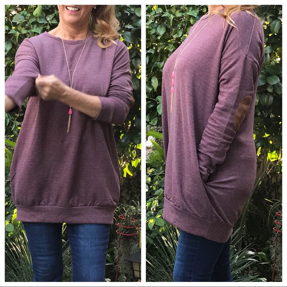 Dark Plum Extra Long Super Soft Sweatshirt - Picture 3 of 8
