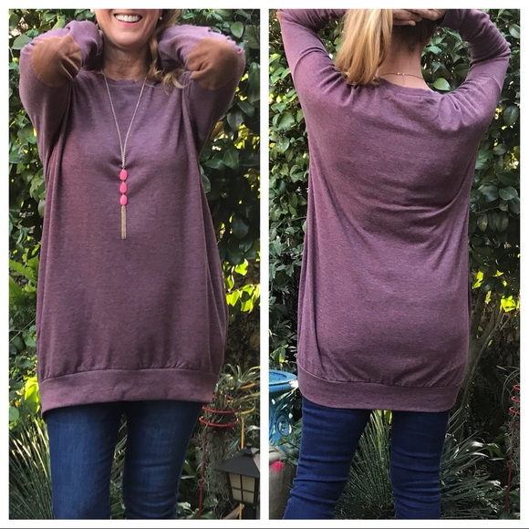 Dark Plum Extra Long Super Soft Sweatshirt - Picture 4 of 8
