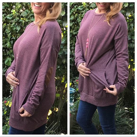 Dark Plum Extra Long Super Soft Sweatshirt - Picture 5 of 8
