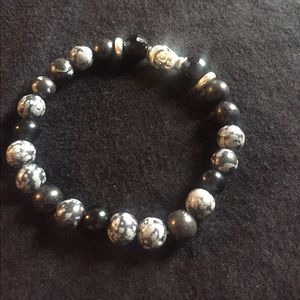 🆕 Natural White Spot Stone Buddha Charm Bracelet