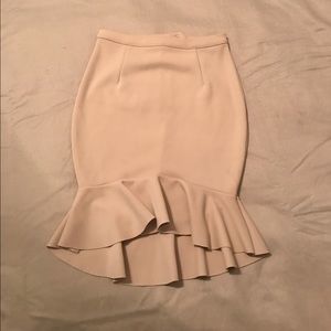 H&M Beige Fitted Ruffled Hem Skirt