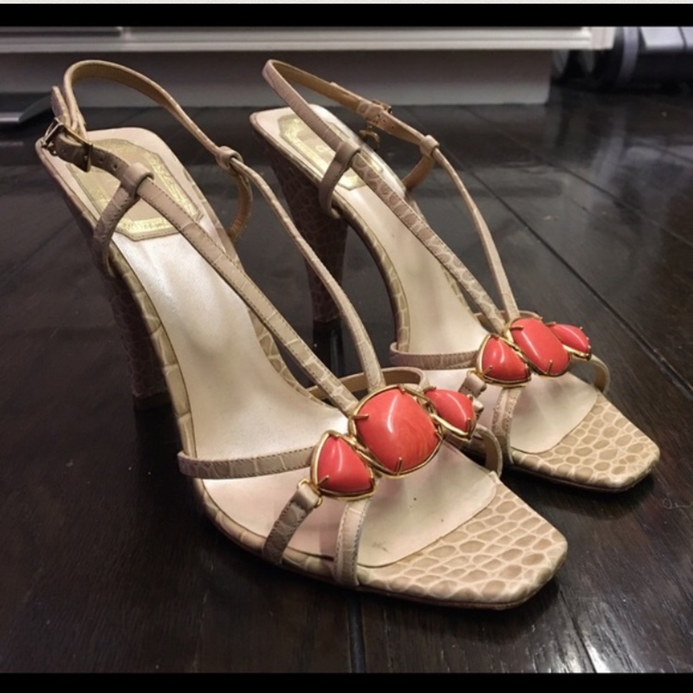 Christian Dior Crocodile Jewel Beige Sandal 37.5