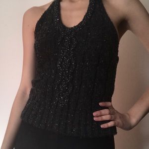 J Crew Sequin Wool Halter Top