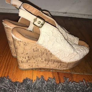 MAURICES WEDGES White Lace Size 7 Worn Once