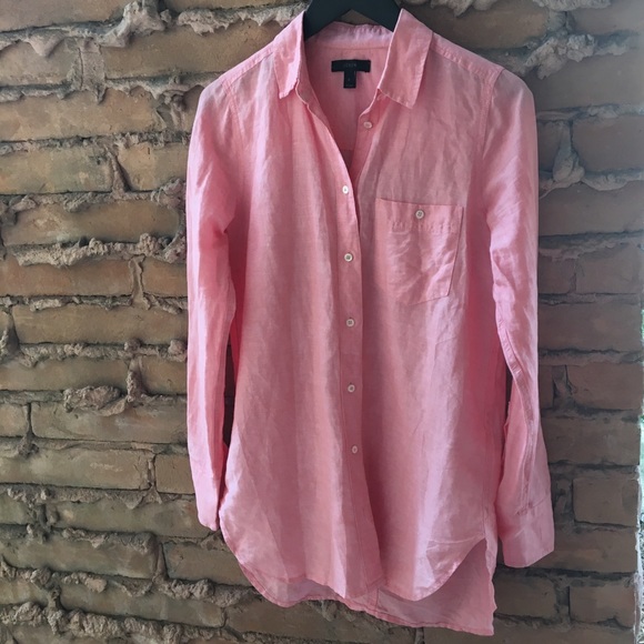 J.CREW Long cotton-linen boy shirt in crosshatch - Picture 2 of 6