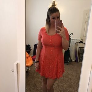 Coral lace dress