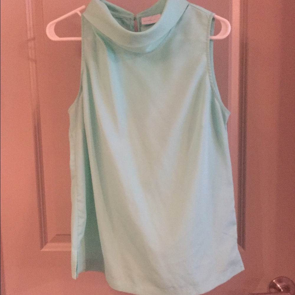 Teal tank with cowl neck