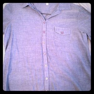 Grey-blue dressy Love Fire button down shirt