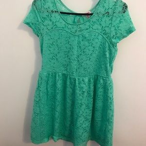 Teal blue lace dress