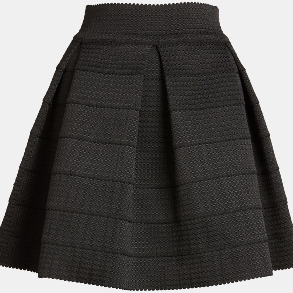 Black Pleated Mini Skirt with Gold Zipper Jr Sz L