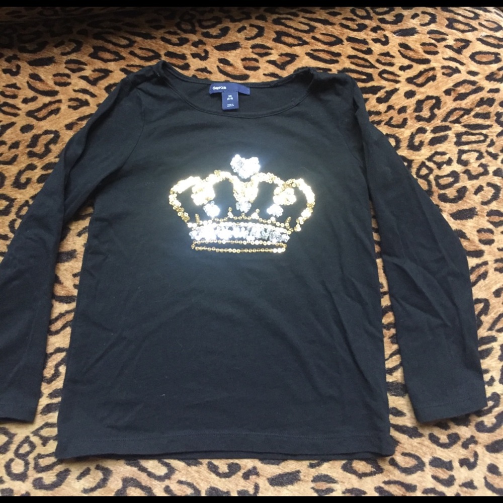 Girls long sleeve t shirt with sequin crown