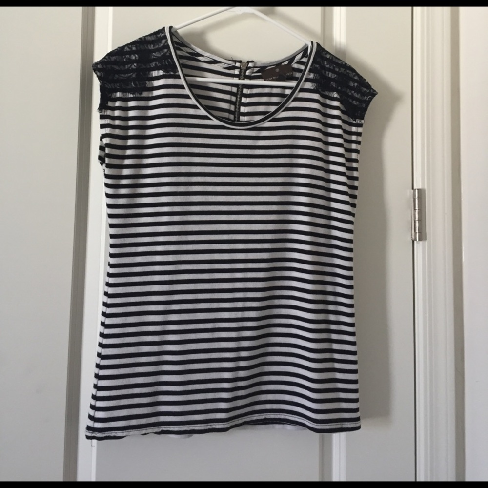 Stripped black and white too with lace shoulders