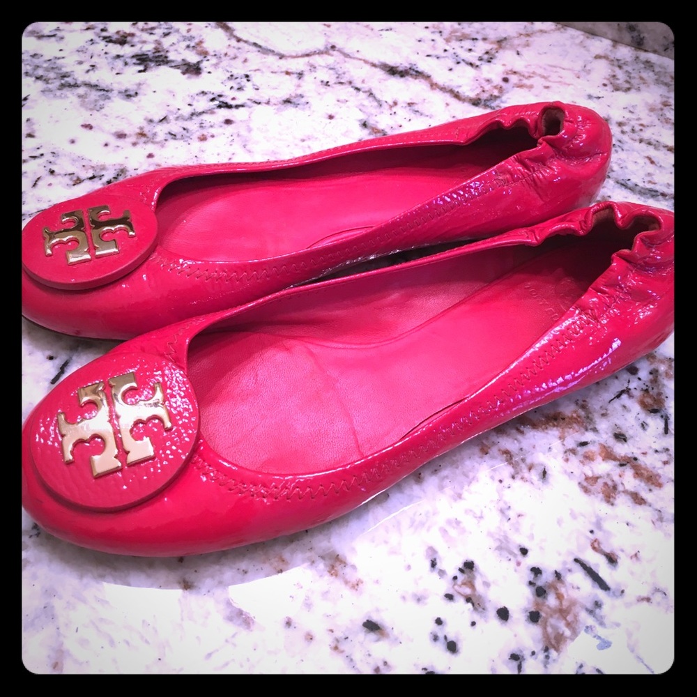 Tory Burch Reva Red Patent Leather Flats