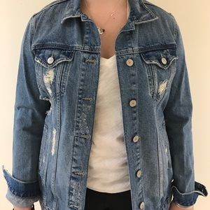 Distressed denim jacket