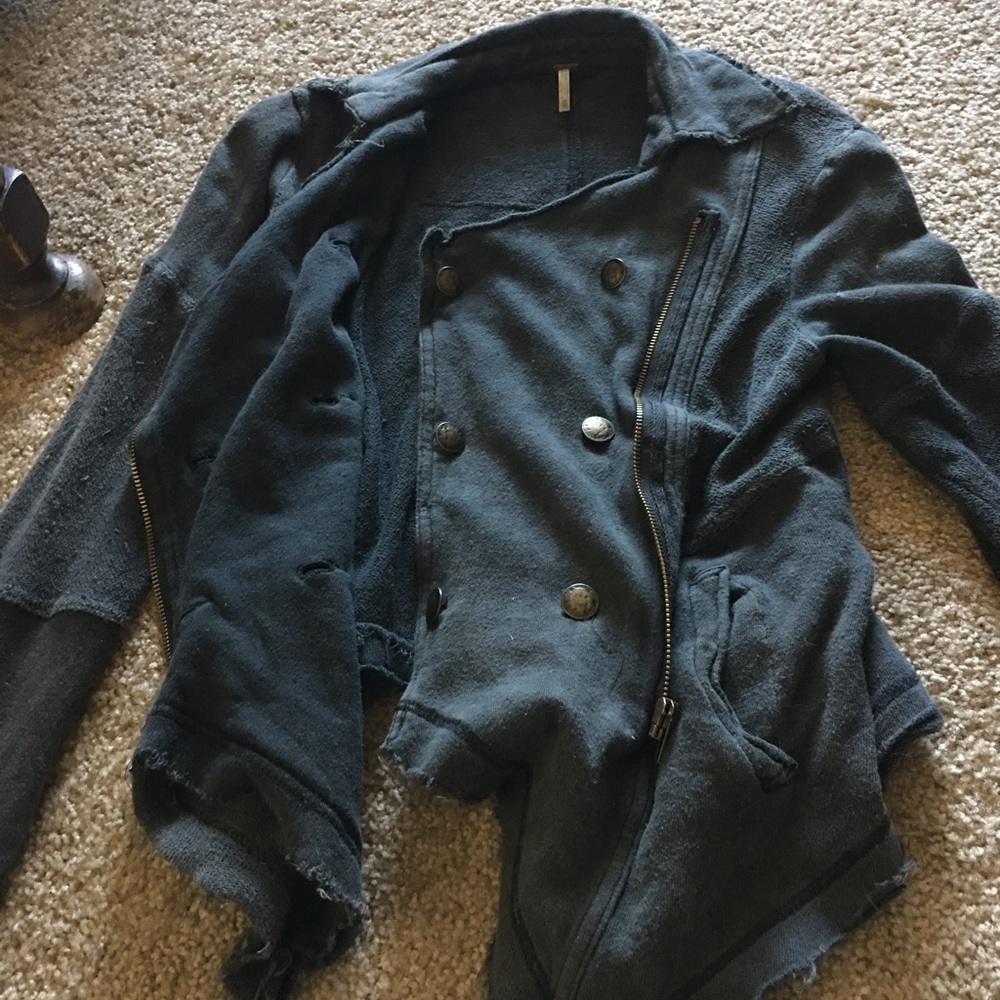 Greyed-out navy blue free people jacket