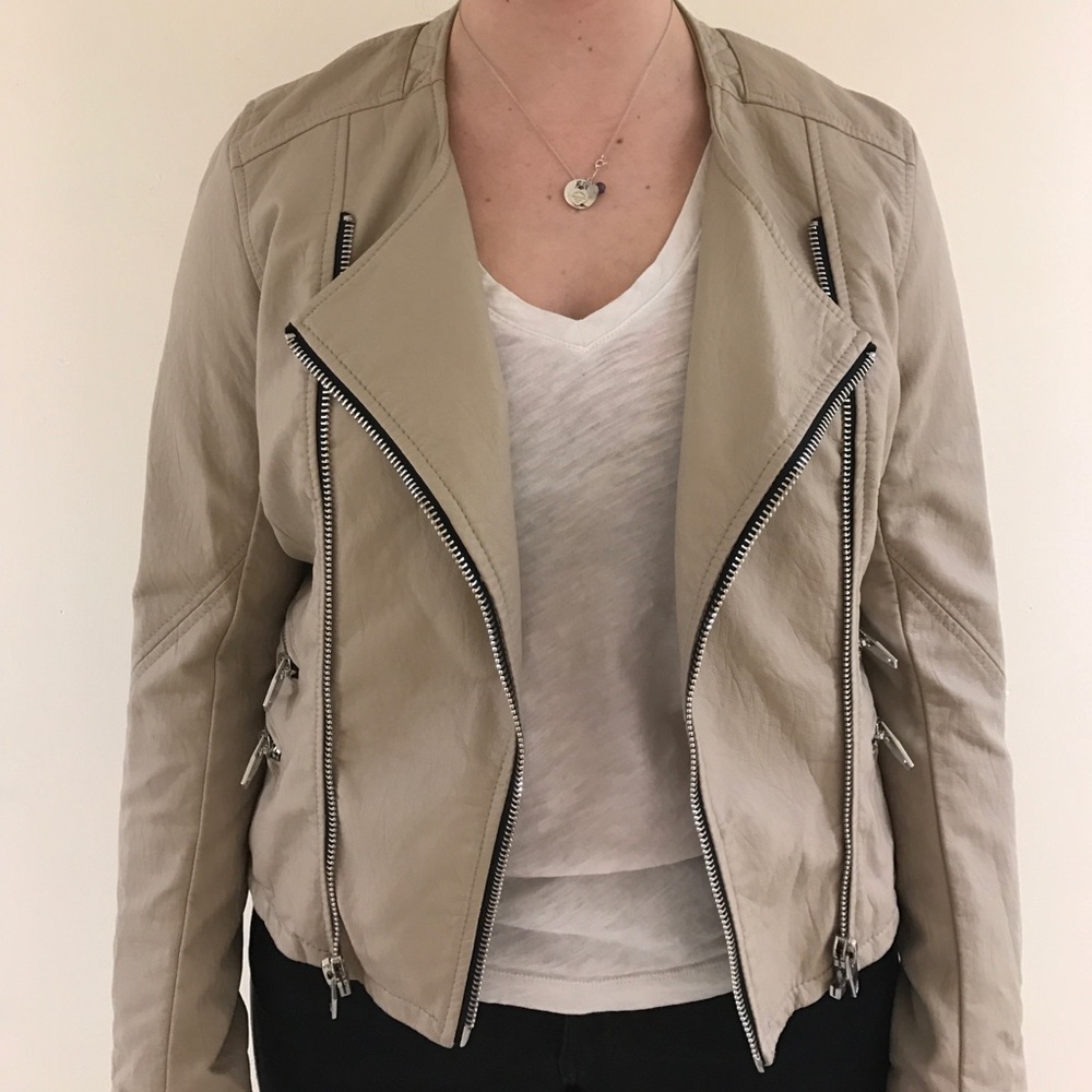 Leather zip moto jacket