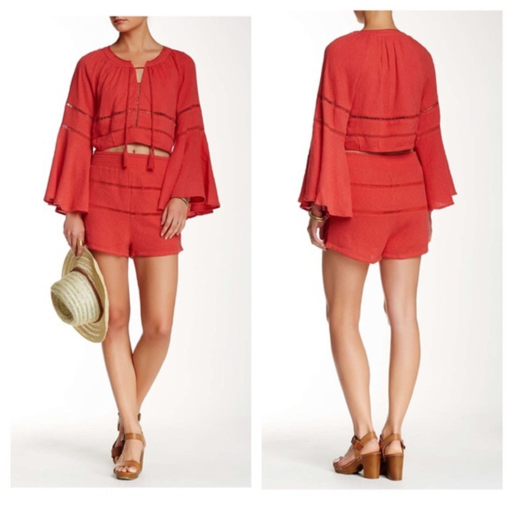 Free People Corazon Two Piece Set Red. NEVER WORN