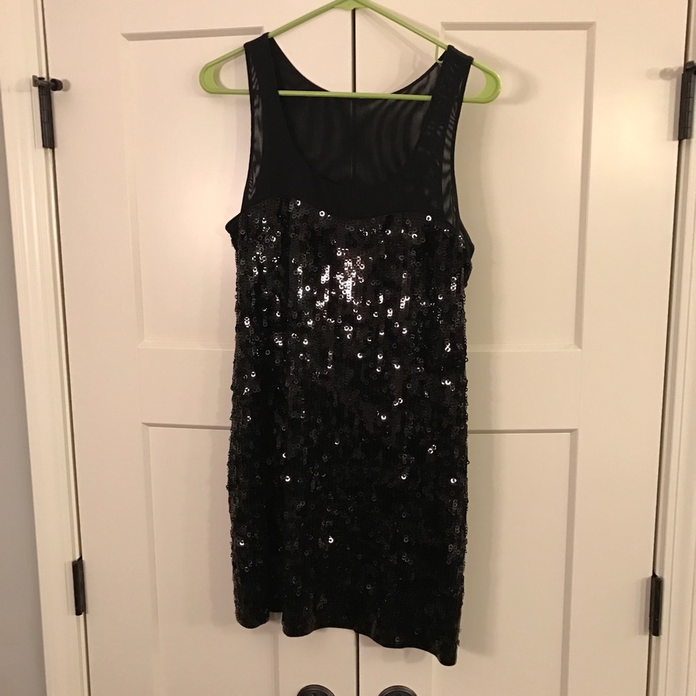 Express Size Medium Black Sequined Mini Dress