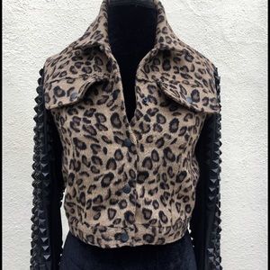 Leopard jacket studded sleeves one of a kind!