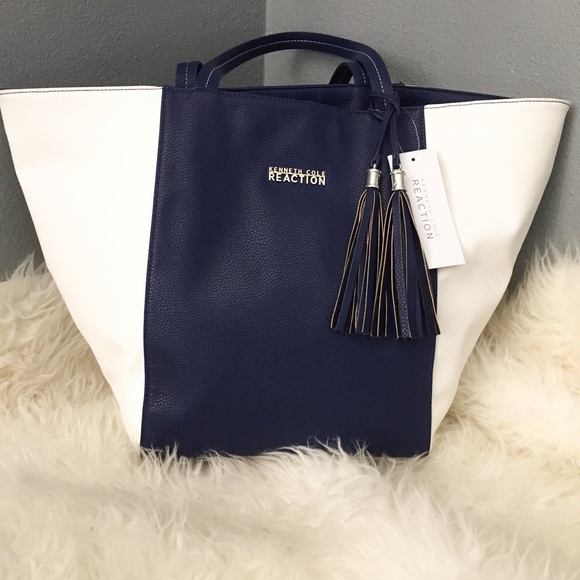 ❌RESERVED❌ Kenneth Cole Reaction Tote Navy White - Picture 2 of 5