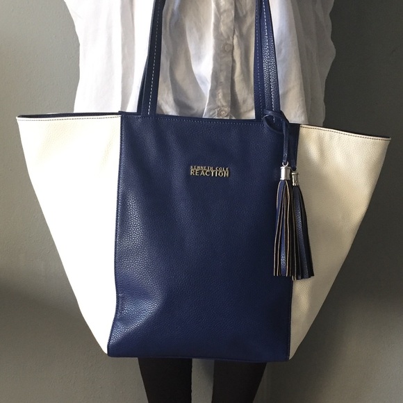 ❌RESERVED❌ Kenneth Cole Reaction Tote Navy White - Picture 3 of 5