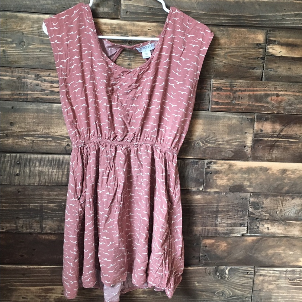 COTTON ON pink dress with bird print women Large