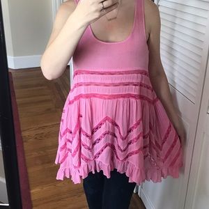 Free People Hand dyed pink trapeze dress