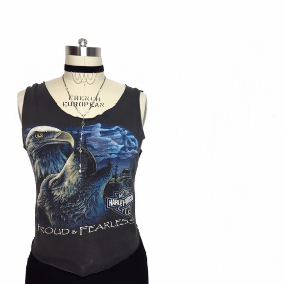 HARLEY DAVIDSON REWORKED VINTAGE ROSE GRAPHIC TANK - Picture 5 of 8