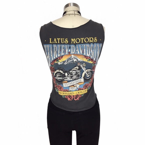HARLEY DAVIDSON REWORKED VINTAGE ROSE GRAPHIC TANK - Picture 6 of 8