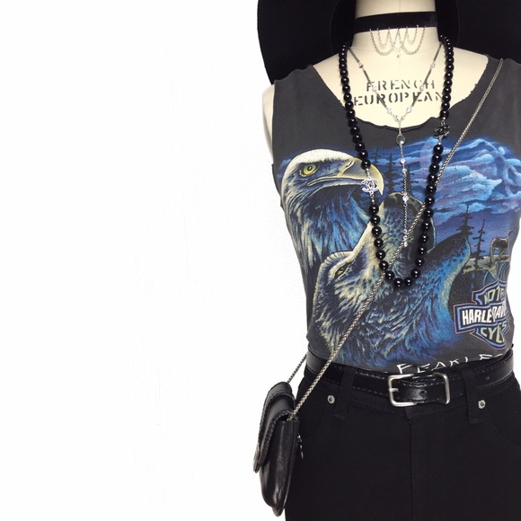 HARLEY DAVIDSON REWORKED VINTAGE ROSE GRAPHIC TANK - Picture 7 of 8