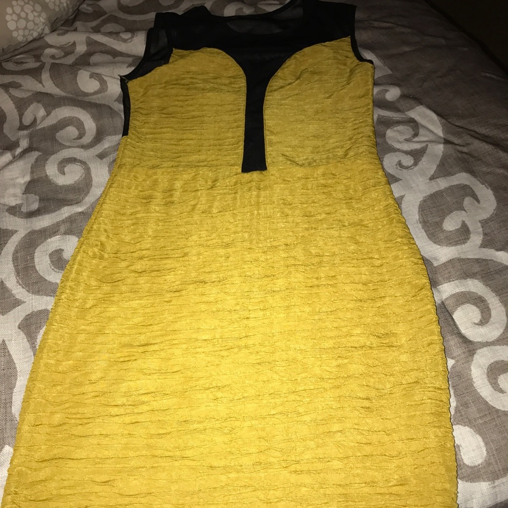 Mustard yellow and sheer dress