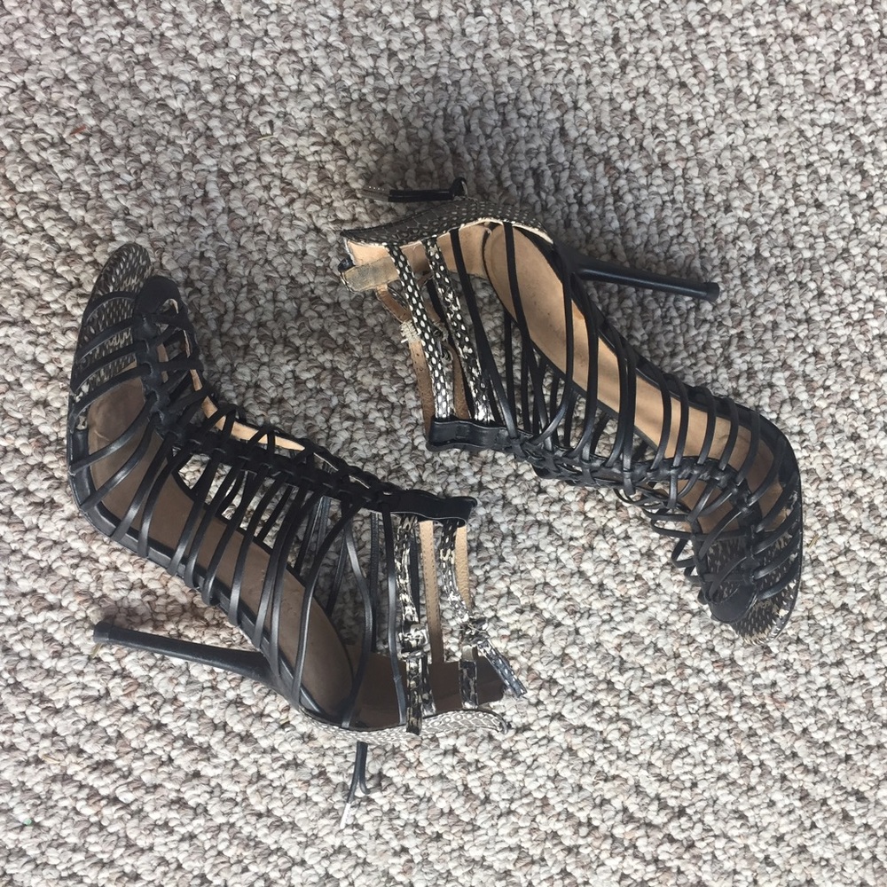 LAMB lace up snake leather sandals