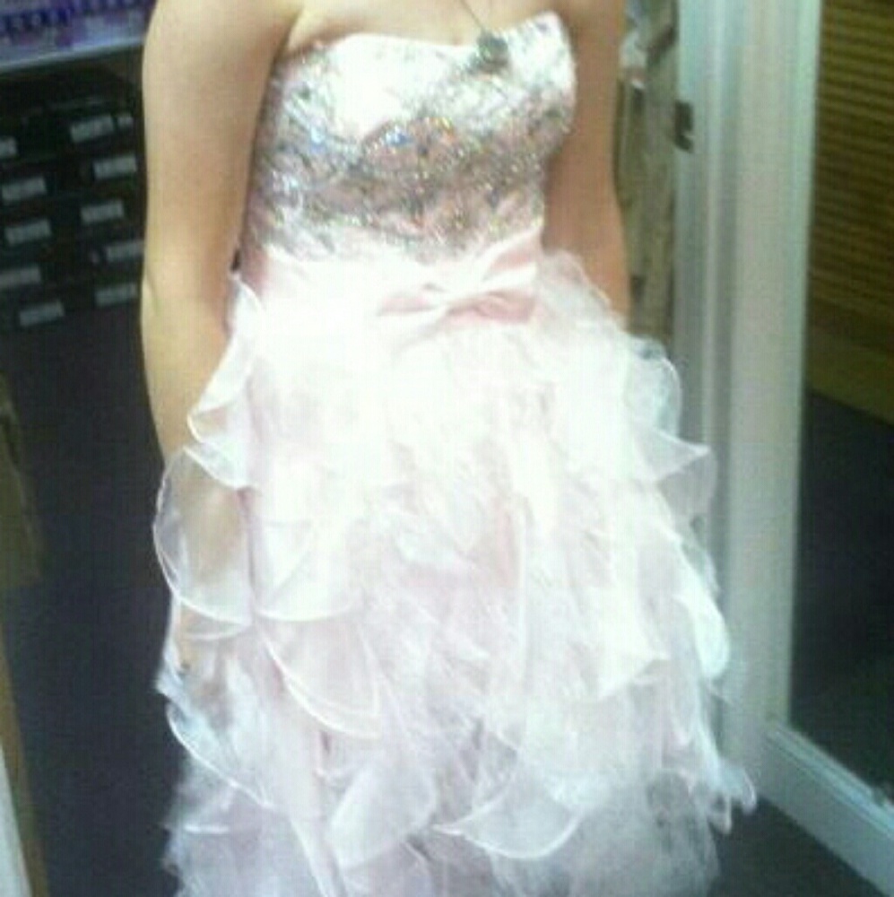 Dave & Johnny baby pink prom dress
