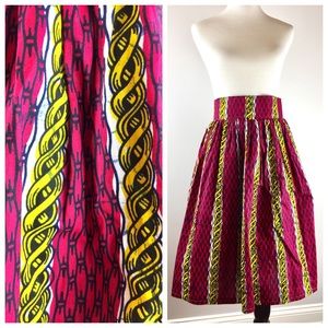African Tribal Skater A Line Full Res Yellow Skirt