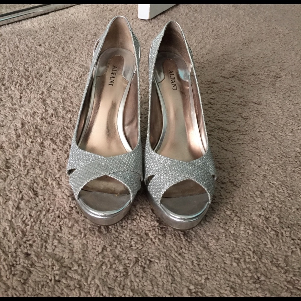Sparkly silver heels