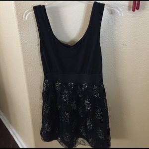 Little black dress with gold lace