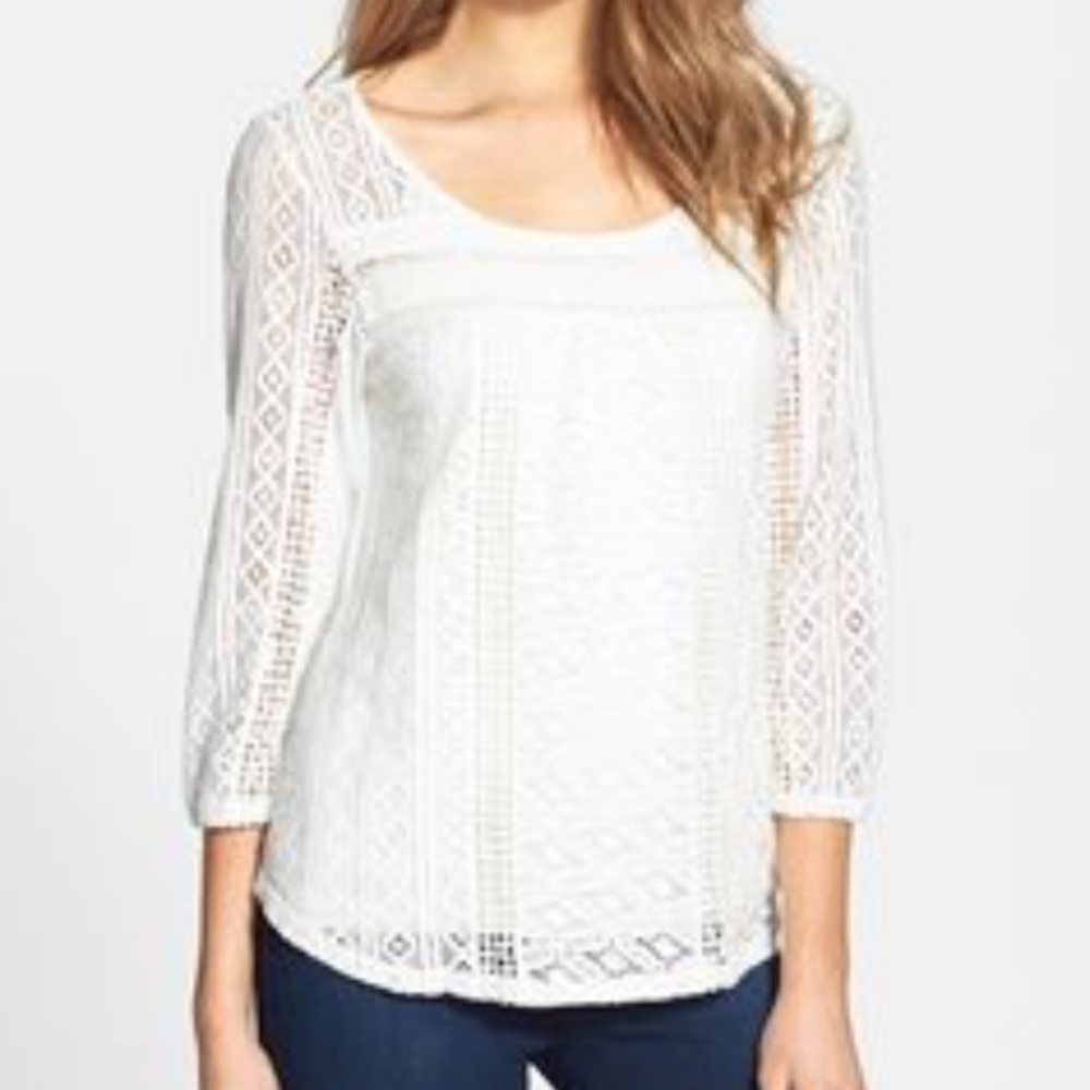 Lucky Brand 'Tanya Mixed Lace' top Small