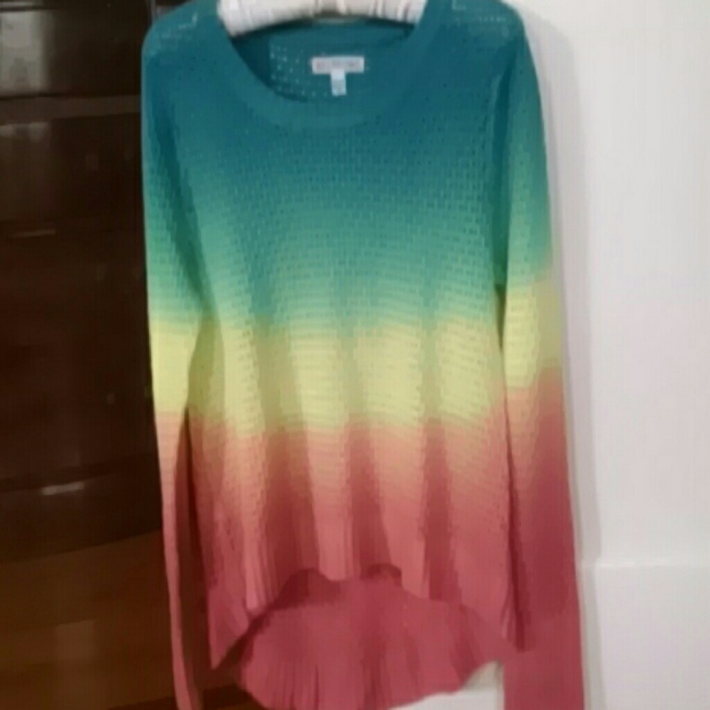 Billabong Hi Lo crochet rainbow pullover