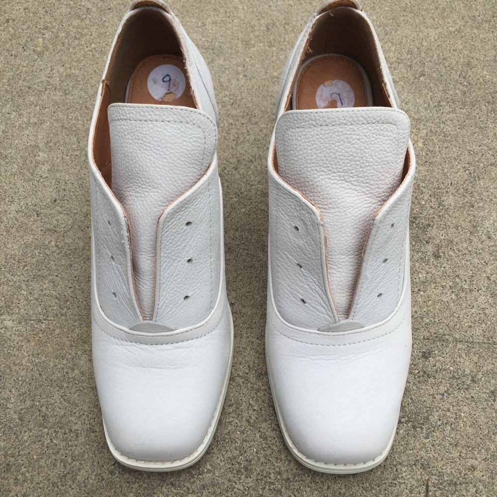 White Cowl Leather Booties