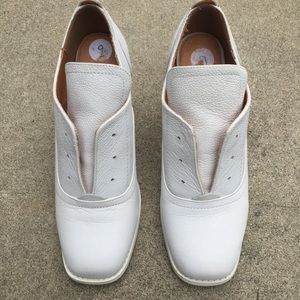 White Cowl Leather Booties