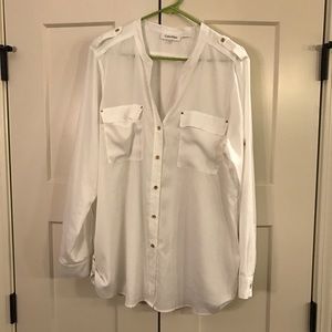 Calvin Klein Sz XL Off-white Pocket Button-down