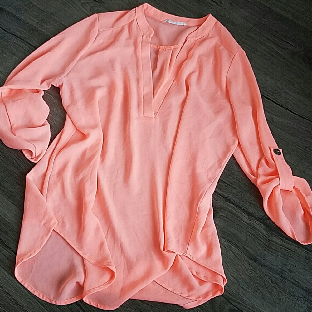 Hot pink flowy blouse