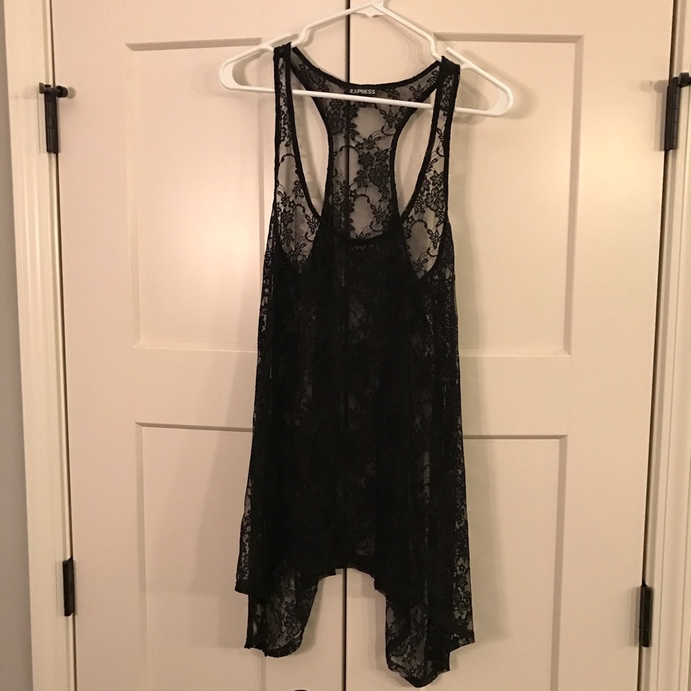 Express Size Large Black Lace Racerback Tank