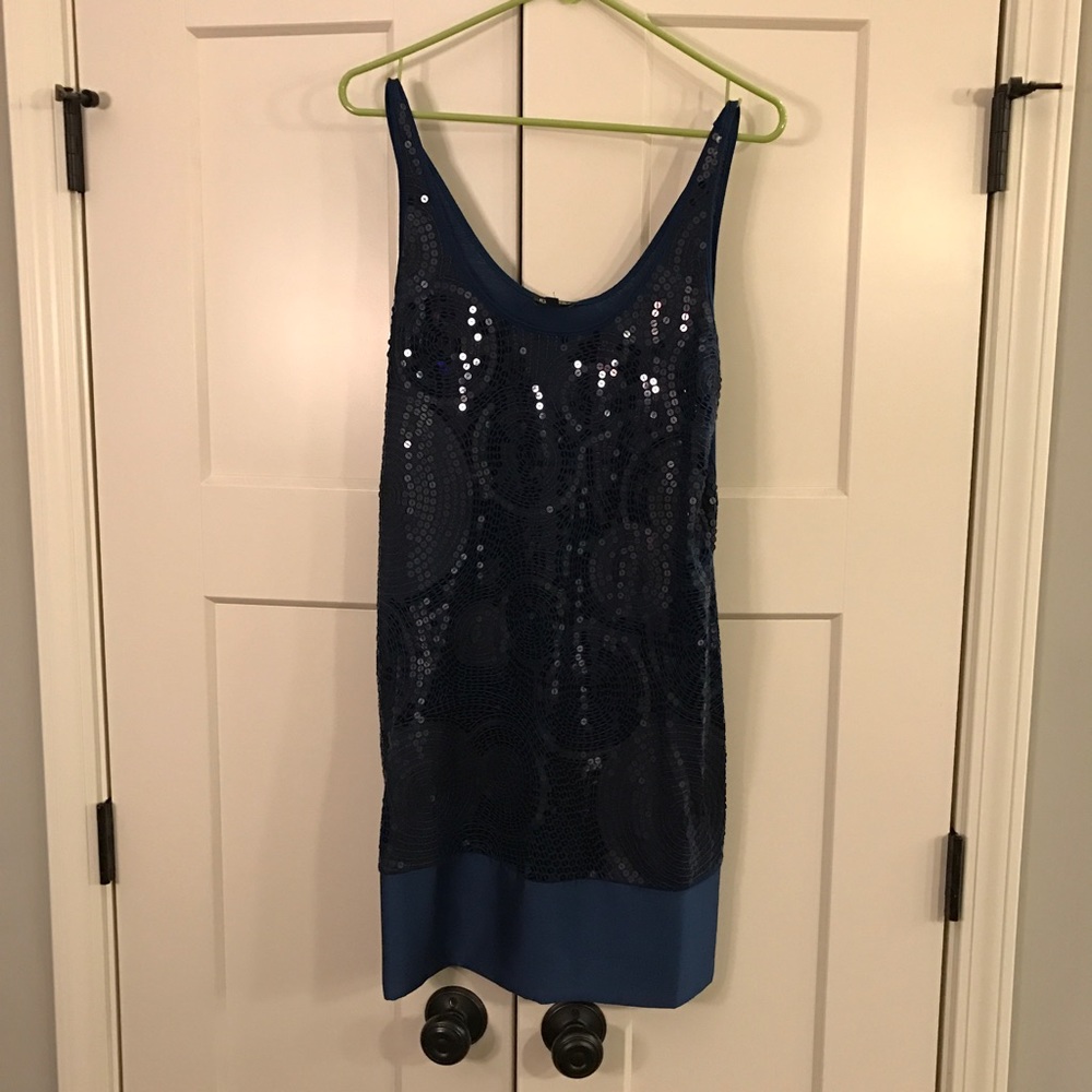 Express Size Large Turquoise Sequined Mini Dress