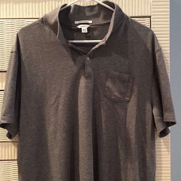 Liquid Cotton Calvin Klein Grey Polo Shirt - Picture 2 of 8