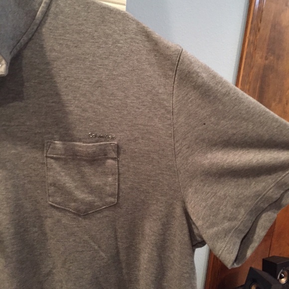 Liquid Cotton Calvin Klein Grey Polo Shirt - Picture 5 of 8