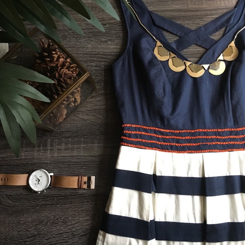 • Hand-stitched striped cotton sundress •