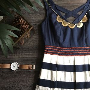 • Hand-stitched striped cotton sundress •